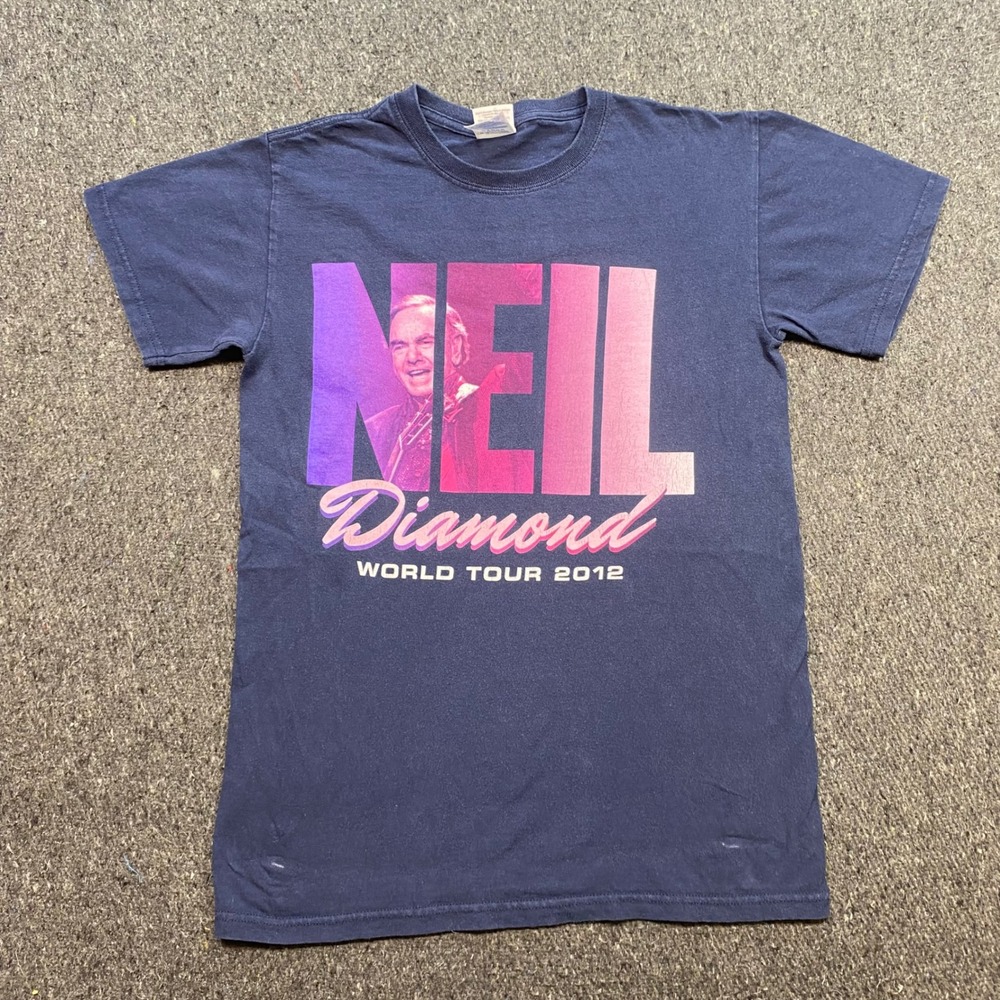 Neil Diamond World Tour 2012 TShirt Sz S Mens Navy Blue Im A Believer Graphic